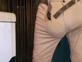 Corduroy pants bulging