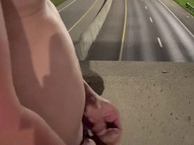 Asian Muscle Hunk Strips Naked on the Bridge - Ripped Flexing & Massive Cumshot