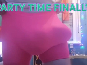 Pink party bulging spandex show