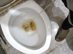 Peeing in Toilet with Clear Audio When Someone Asking for Comeback Soon