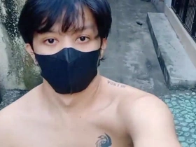 Kraken - Asia Gay Teen Boy Is Jerking of on a Oudoor Cemetery