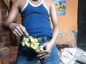 Boy Pee with Grapes Piss Masturbate Enjoyment Alone at Home-early Morning Fun