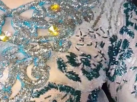 Asian Crossdresser Wearing Long Gown and Cum