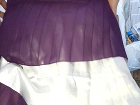 Asian Crossdresser Satin Chiffon Dress Cum Pleasure