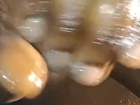 Close up Stroking My Big Hard Black Cock Moaning Cumshot