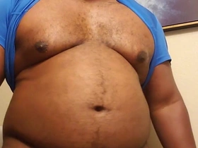 Playing with My Belly and Swinging My Black Cock Around